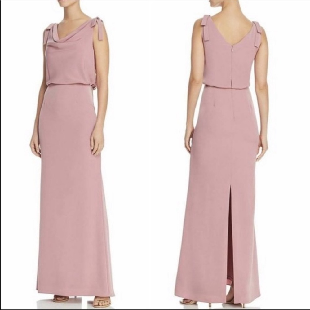 Adrianna Papell Blouson Cowlneck Gown in Blush NWT